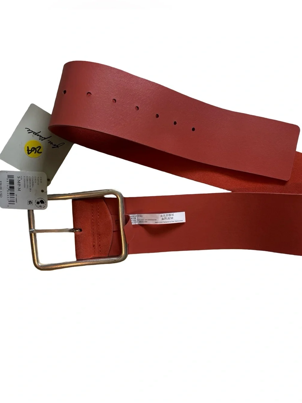 Free people Suede Hex Hip Belt in Paprika Sz S/M NWT $58